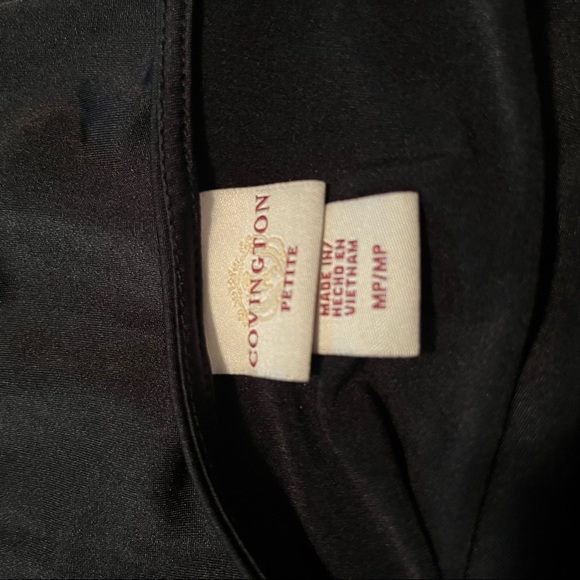 Black Covington polyester stretch tank top with beaded design on shoulder - Picture 5 of 7